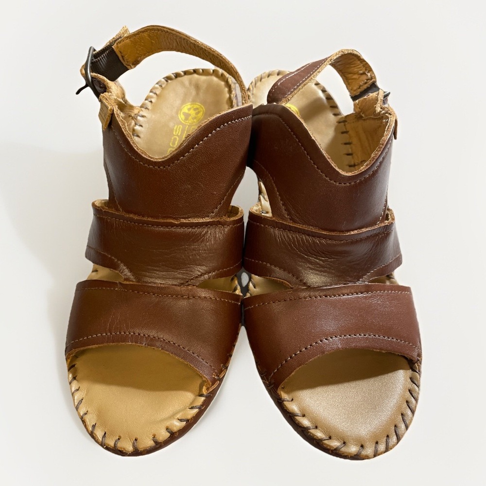 Lobo Solo Leather Platform Susa Sandals 3411 Brown NNB Women's Size 6.5‎ - Picture 3 of 13